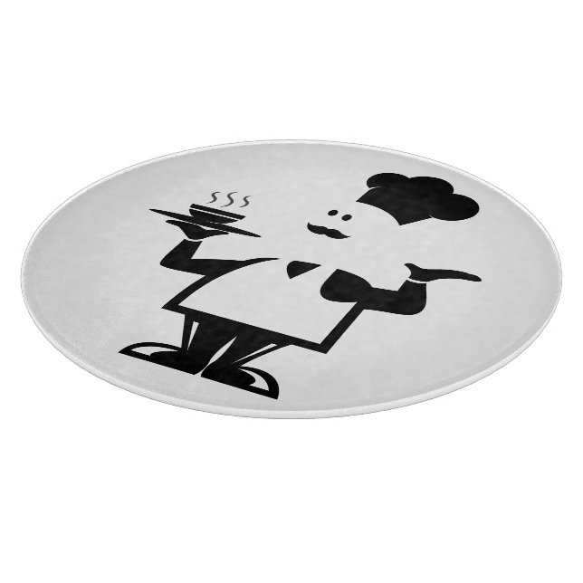 Chef holding a bowl of soup cutting board (Corner)