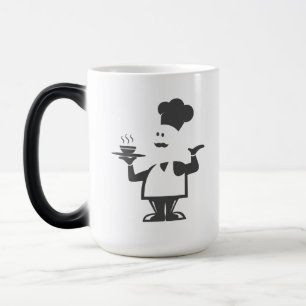 Chef holding a bowl of soup magic mug