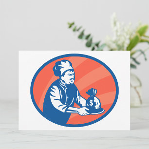 Chef Holding Money Bag Restaurant Finance  Invitation