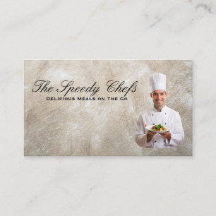 Chef Holding Plated Food Business Card