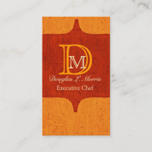 Chef Hungry Monogram Orange Edgy Urban Business Card