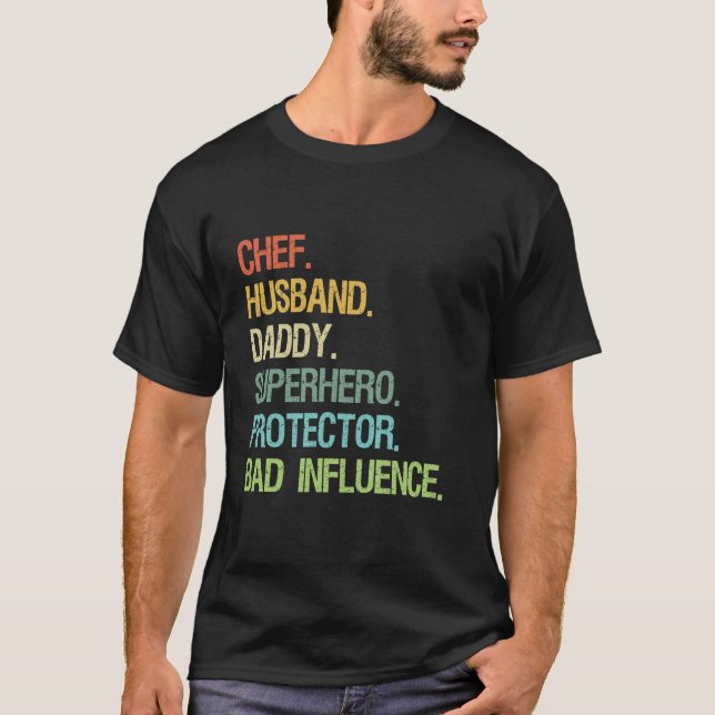 Chef Husband Daddy Superhero Protector DAD T-Shirt (Front)