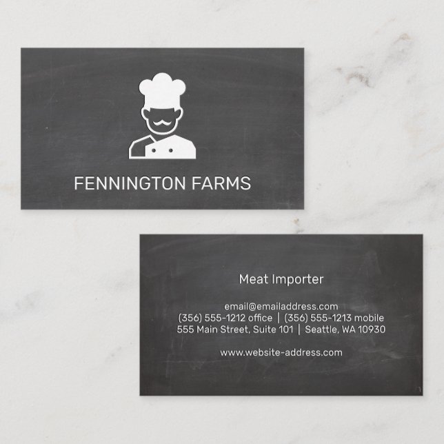 Chef Icon | Chalkboard Background Business Card (Front/Back)