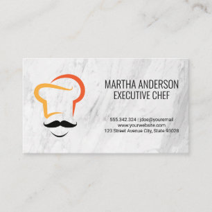 Chef Icon   White Marble Business Card