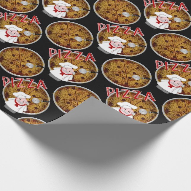 Chef Italiano Pizza, Black-Gift Wrap Wrapping Paper (Corner)