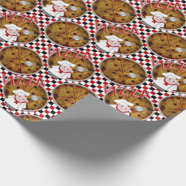 Chef Italiano Pizza, Chequered 01-Gift Wrap Wrapping Paper (Corner)