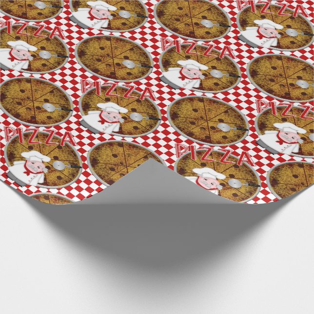 Chef Italiano Pizza, Chequered 02-Gift Wrap Wrapping Paper (Corner)