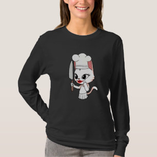 Chef Kitchen Cooking Funny Cat Humour Housewife T-Shirt