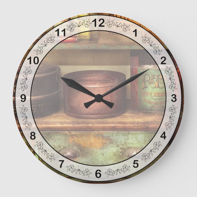 Chef - Kitchen - Food - The cake chest Large Clock (Front)