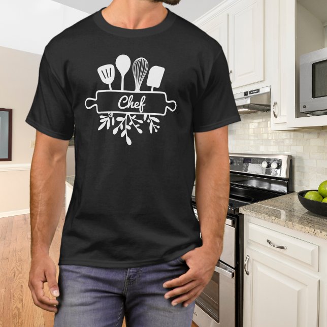 Chef Kitchen Utensils Line Art T-Shirt (Creator Uploaded)