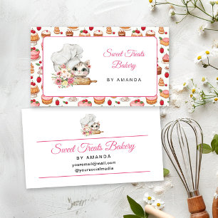 Chef Kitten Bakery Pink Business Card