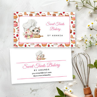 Chef Kitten Bakery Pink Business Card
