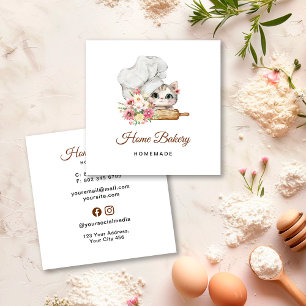 Chef Kitten Bakery Square Business Card