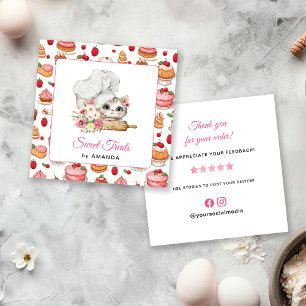 Chef Kitten Bakery Thank you Square Business Card