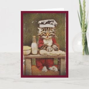 Chef Kitten Making Bread Card
