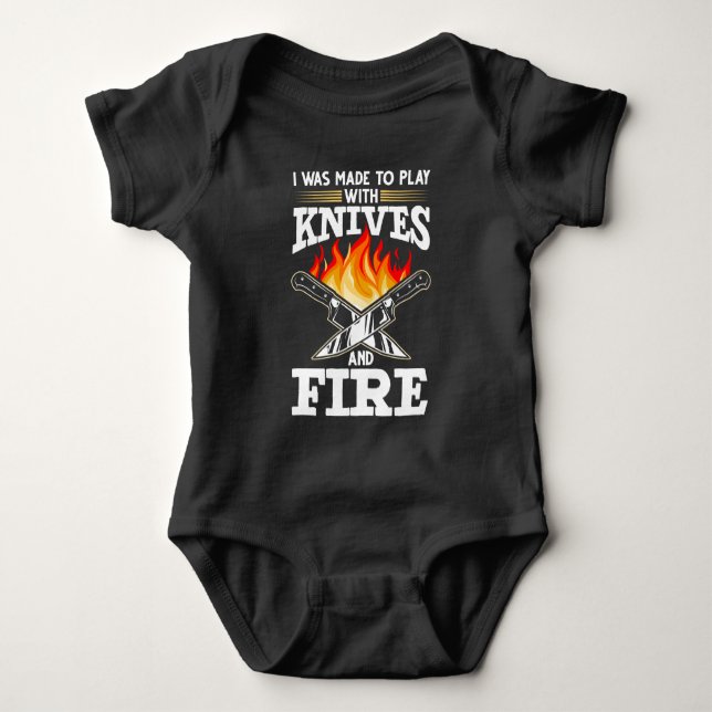 Chef Knife Cooking Saying Food Lover Baby Bodysuit (Front)