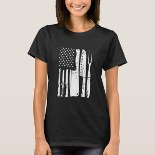 Chef Knife Flag For Head Cook Usa Patriotic Cookin T-Shirt
