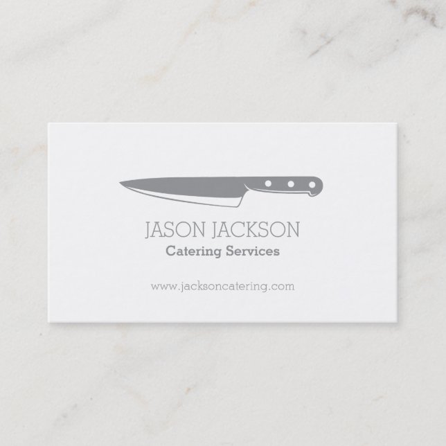 Chef knife graphic catering business cards (Front)