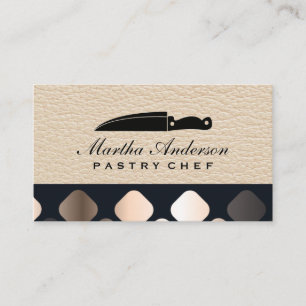 Chef Knife Leather Metallic Pattern Business Card
