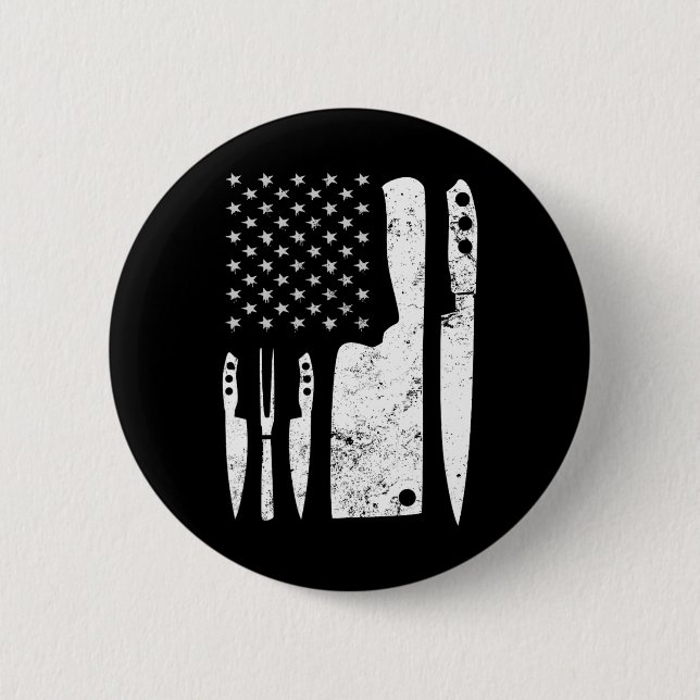 Chef Knife Patriotic Easter Us Flag  6 Cm Round Badge (Front)