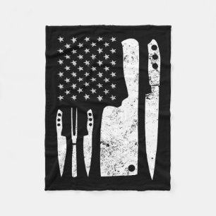 Chef Knife Patriotic Easter Us Flag Fleece Blanket