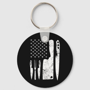 Chef Knife Patriotic Easter Us Flag Key Ring