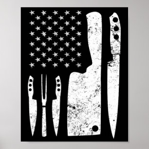 Chef Knife Patriotic Easter Us Flag Poster