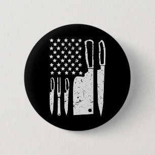 Chef Knife Set Shirt Patriotic American Flag Kitch 6 Cm Round Badge