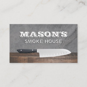 Chef Knife Wood and Slate Business Card