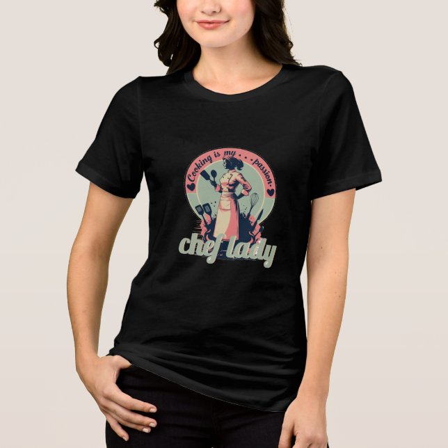 Chef lady retro style  Tri-Blend shirt (Front)
