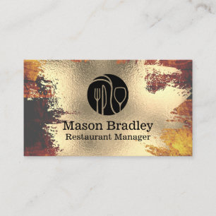 Chef Logo Gold Foil Silverware Logo Business Card
