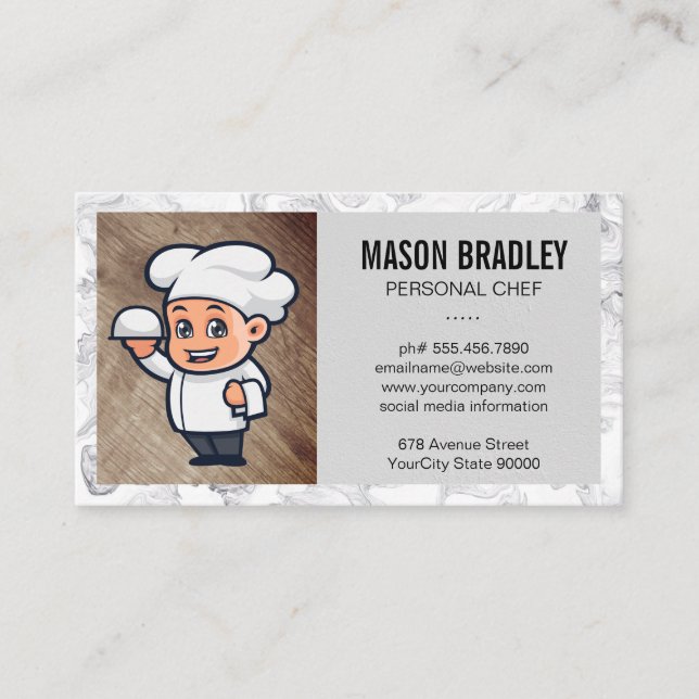 Chef Logo | Marble Border Business Card (Front)
