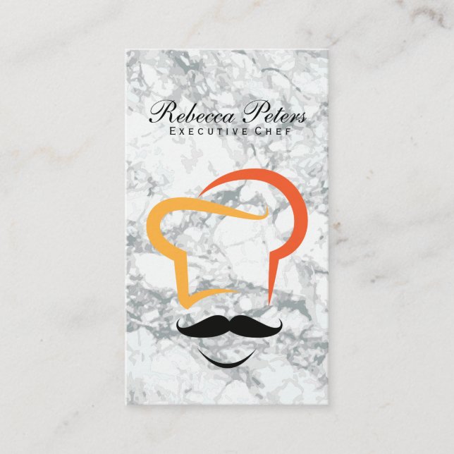 Chef Logo | Marble | Culinary Business Card (Front)