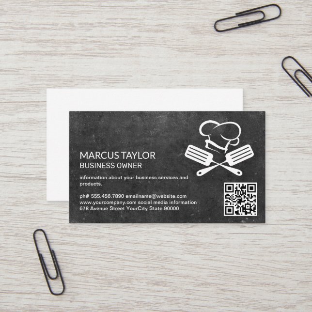 Chef Logo | QR Code  Business Card (Front/Back In Situ)
