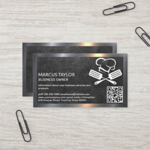 Chef Logo QR Code Culinary Business Card