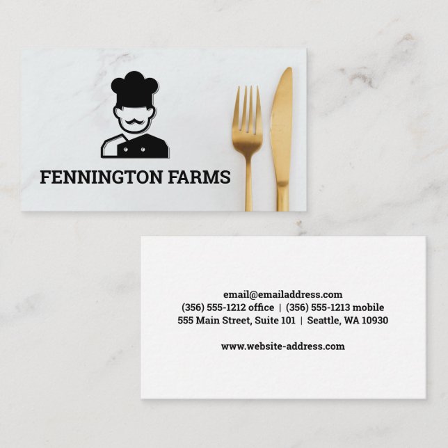 Chef Logo | Silverware Business Card (Front/Back)