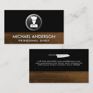 Chef Logo Wood Trim Business Card