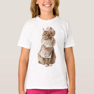 Chef Maine Coon Cat Baker Kids T-Shirt