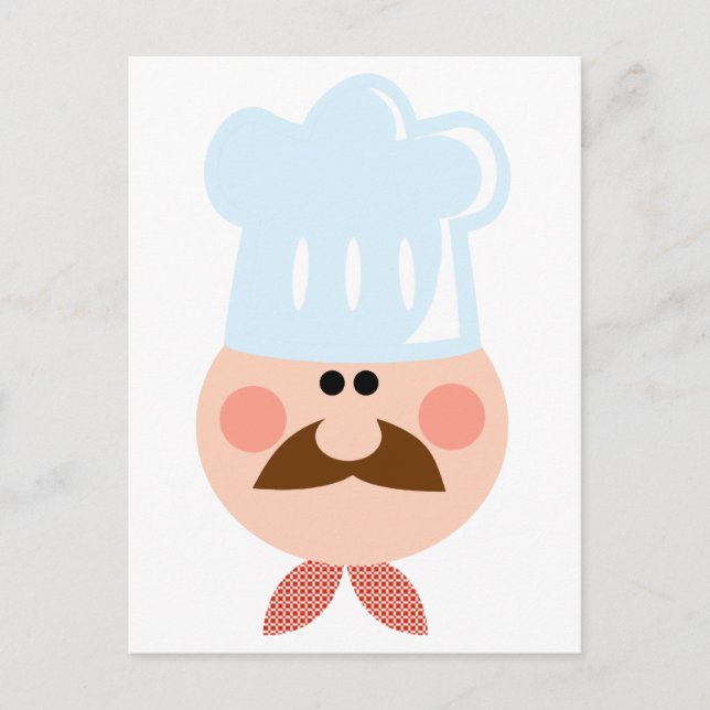 Chef Man Face Cartoon Logo Mascot Postcard (Front)