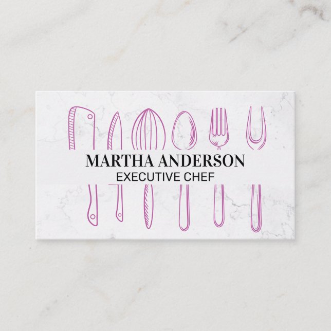 Chef | Marble | Kitchenware Business Card (Front)