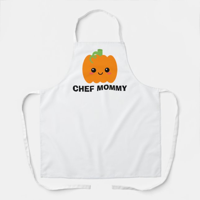 Chef Mummy, Personalised Cute Thanksgiving Pumpkin Apron (Front)