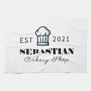 Chef Name Bakery Shop logo Tea Towel