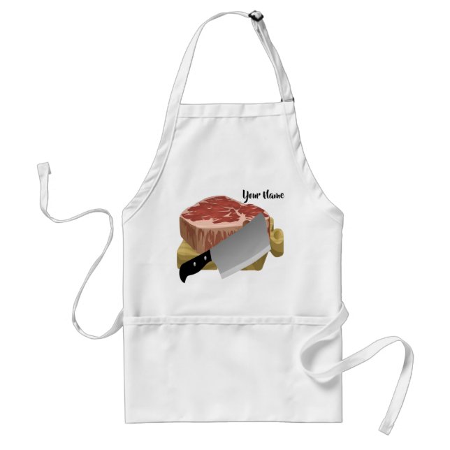Chef Name Butcher Beef Knife Kitchen Standard Apron (Front)