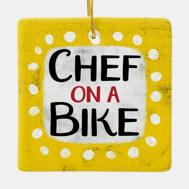 Chef On A Bike Ornament (Front)