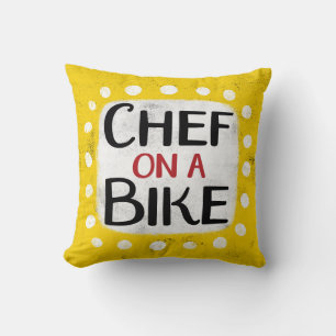Chef On A Bike Throw Pillow