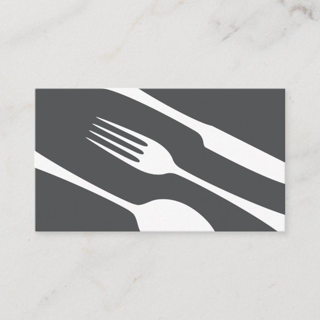 Chef or catering business cards, modern cutlery business card (Front)