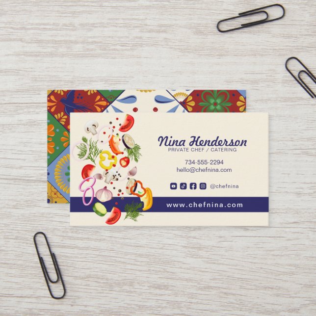  Chef or Catering or Restaurant Beautiful Tile  Business Card (Front/Back In Situ)