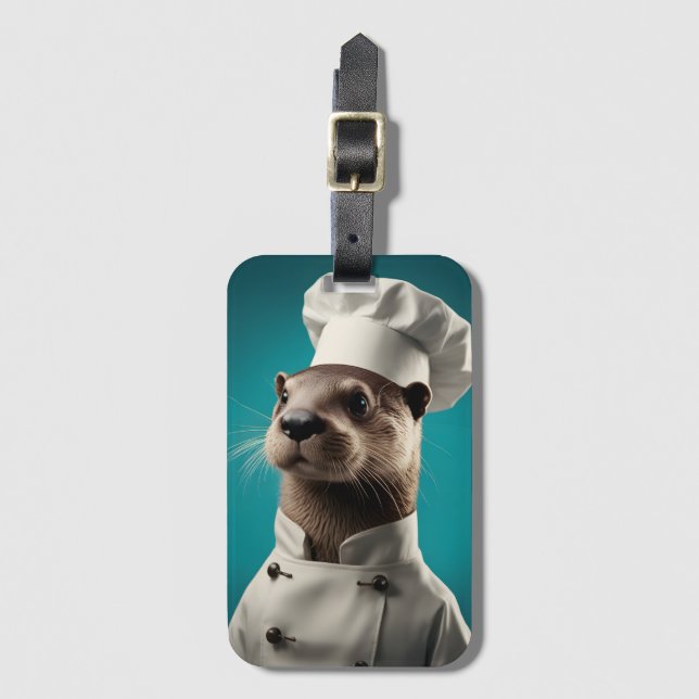 Chef Otter Luggage Tag (Front Vertical)
