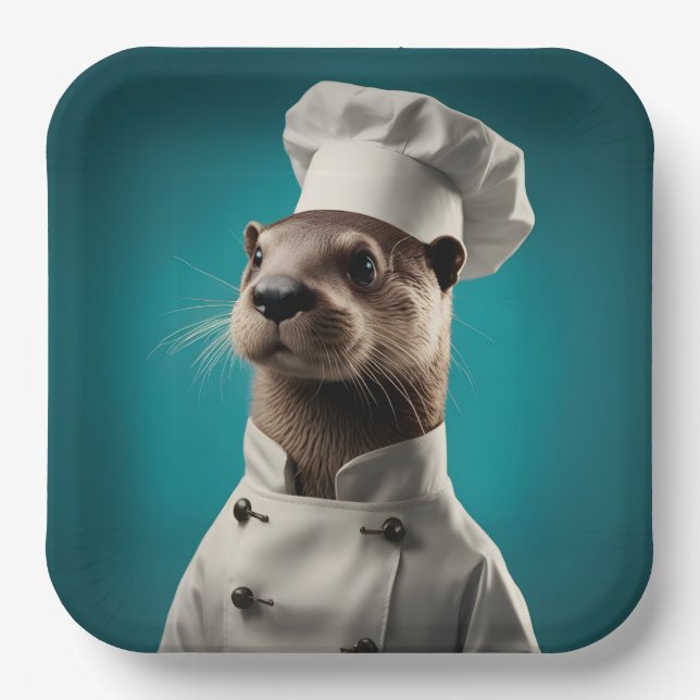 Chef Otter Paper Plate (Front)