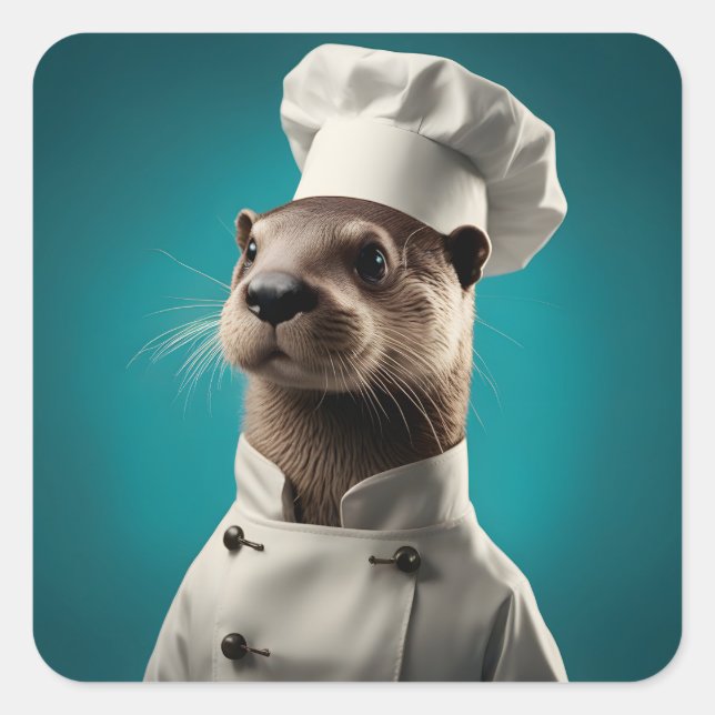 Chef Otter Square Sticker (Front)